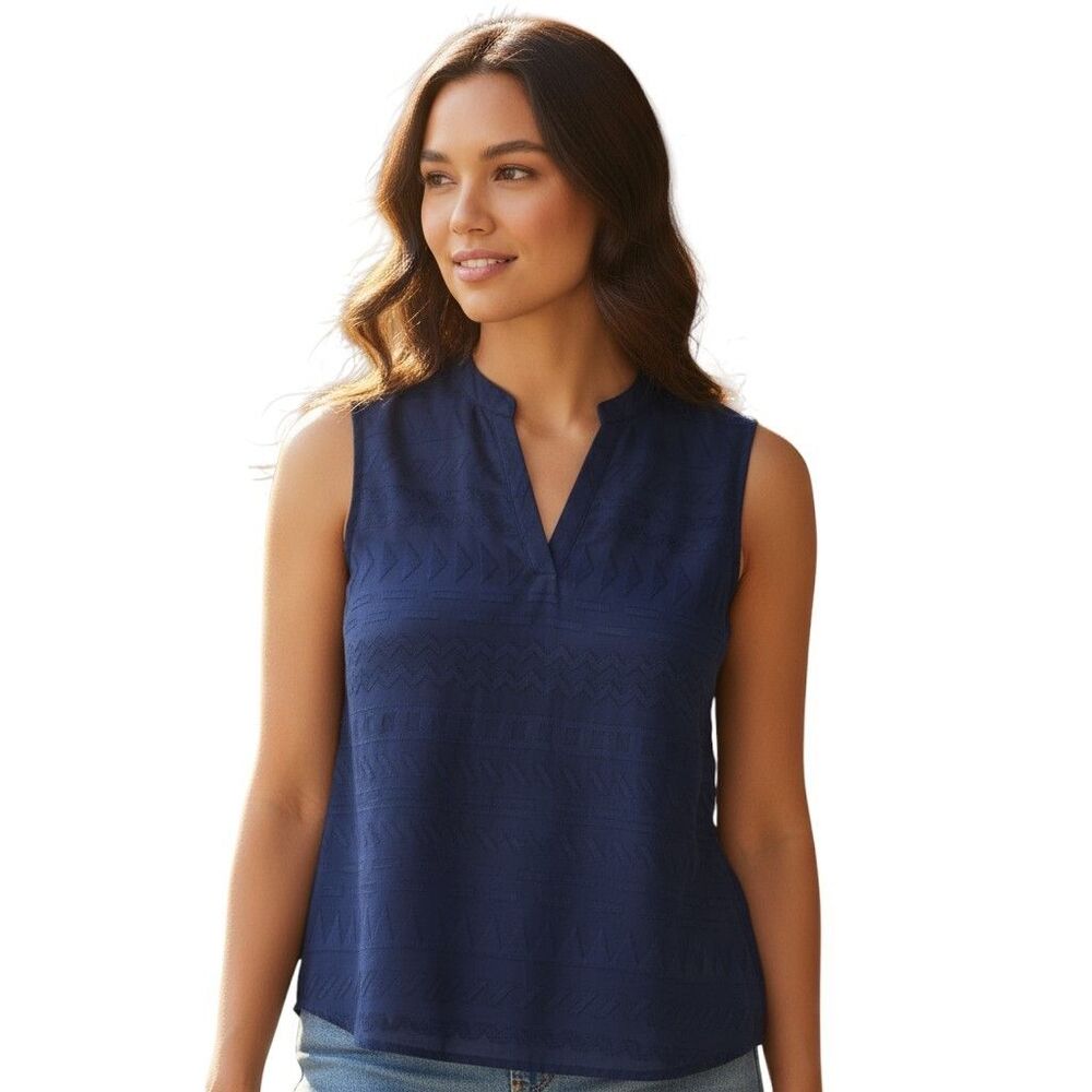 41 Hawthorn Navy V Neck Tank Top Womens Large Sleeveless